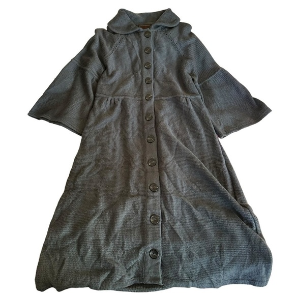 even Dresses & Skirts - Even women's knit grey sweater midi dress with 3/4 flared sleeves